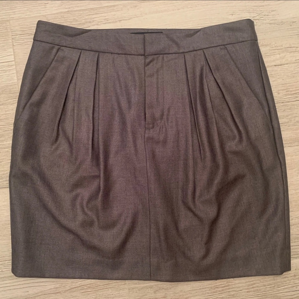 Banana Republic Slate Gray Pencil Skirt Women's Sz 6 Front Pleat Exposed Zipper